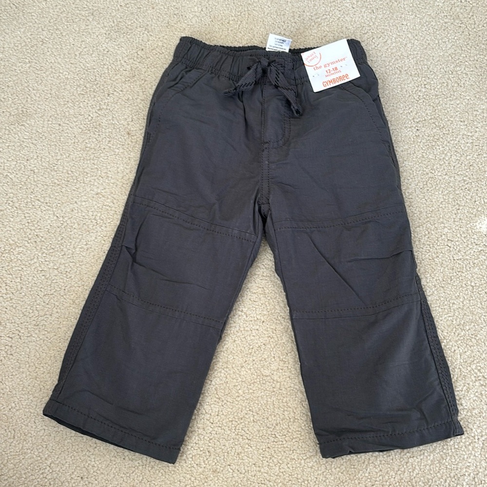 Gymboree toddler boy, 12 to 18 months, gray pants with jersey  lining